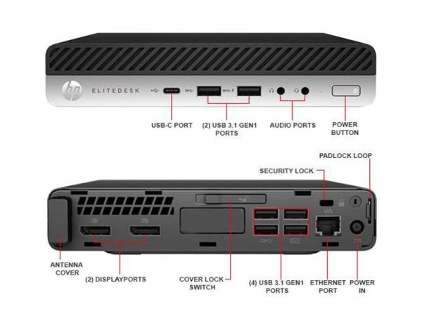 مینی کامپیوتر استوک تاینی اچ پی مدل Tiny Hp EliteDesk Mini G3  CPU i7 Ram 8gb DDR4 SSD 400gb G3 - Image 2